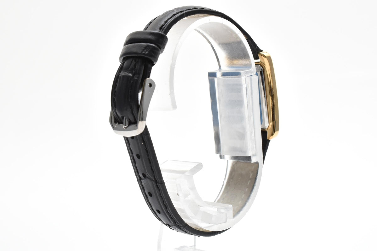 SEIKO セイコー 1F21-5C00 レディース クォーツ 腕時計 ゴールド文字盤 レクタンギュラー ゴールドカラー ステンレス レザー 16mm 1990年代 ヴィンテージ 箱 書類付
