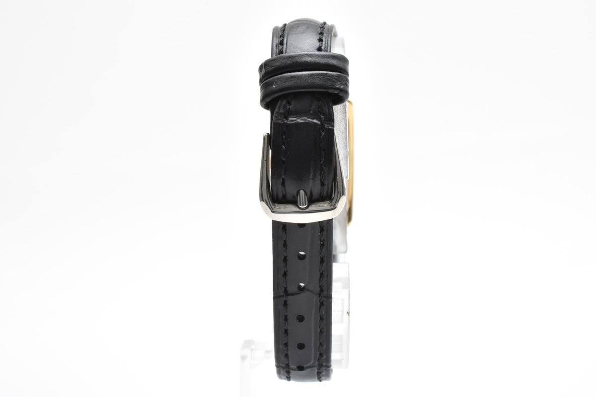 SEIKO セイコー 1F21-5C00 レディース クォーツ 腕時計 ゴールド文字盤 レクタンギュラー ゴールドカラー ステンレス レザー 16mm 1990年代 ヴィンテージ 箱 書類付