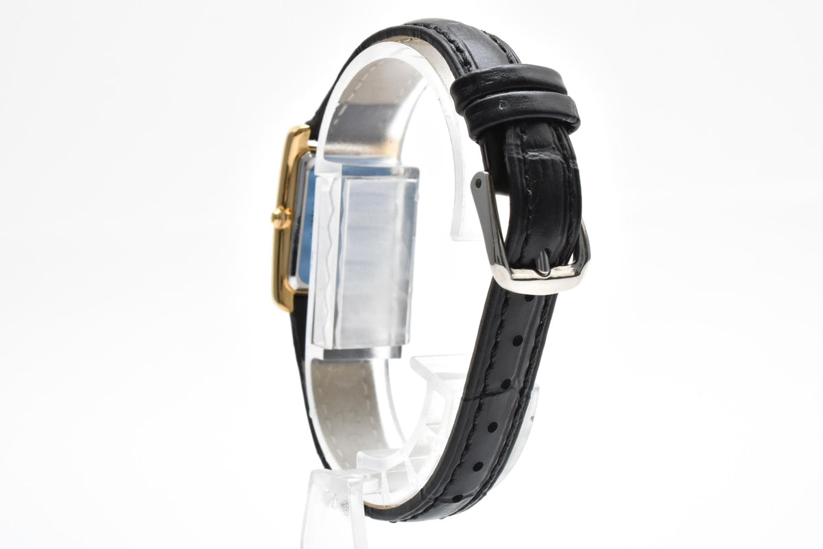 SEIKO セイコー 1F21-5C00 レディース クォーツ 腕時計 ゴールド文字盤 レクタンギュラー ゴールドカラー ステンレス レザー 16mm 1990年代 ヴィンテージ 箱 書類付