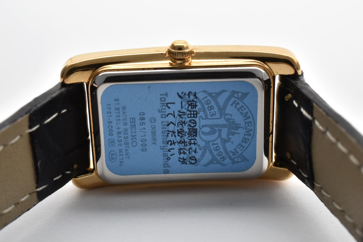 SEIKO セイコー 1F21-5C00 レディース クォーツ 腕時計 ゴールド文字盤 レクタンギュラー ゴールドカラー ステンレス レザー 16mm 1990年代 ヴィンテージ 箱 書類付