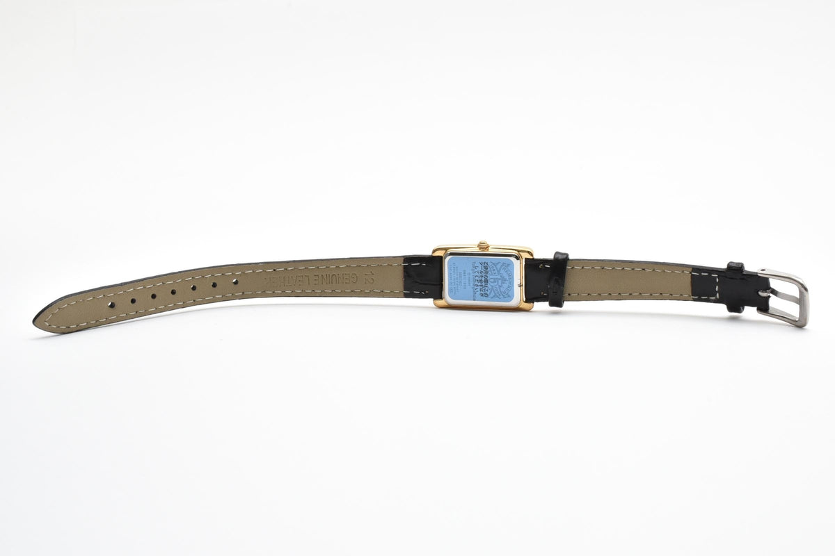 SEIKO セイコー 1F21-5C00 レディース クォーツ 腕時計 ゴールド文字盤 レクタンギュラー ゴールドカラー ステンレス レザー 16mm 1990年代 ヴィンテージ 箱 書類付