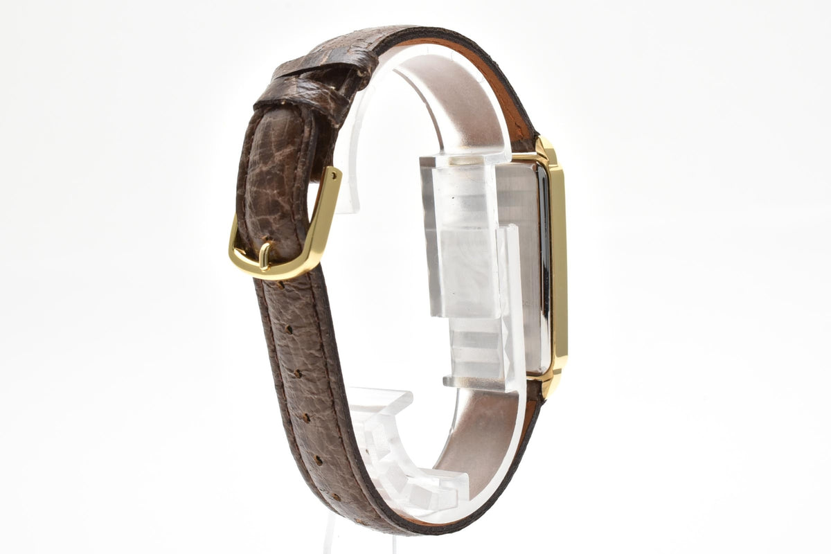 CITIZEN シチズン 593W-344391 メンズ クォーツ 腕時計 デュアルタイム 2面 ホワイト文字盤 レクタンギュラー ゴールドカラー ステンレス レザー 18.5mm ヴィンテージ