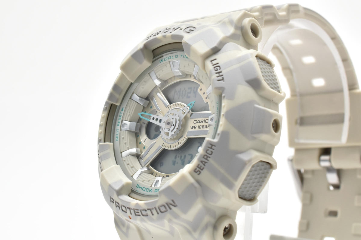 CASIO カシオ Baby-G ベビージー BA-110TP レディース クォーツ アナデジ 腕時計 ホワイト 白 樹脂ケース レジンベルト 42mm 2010年代