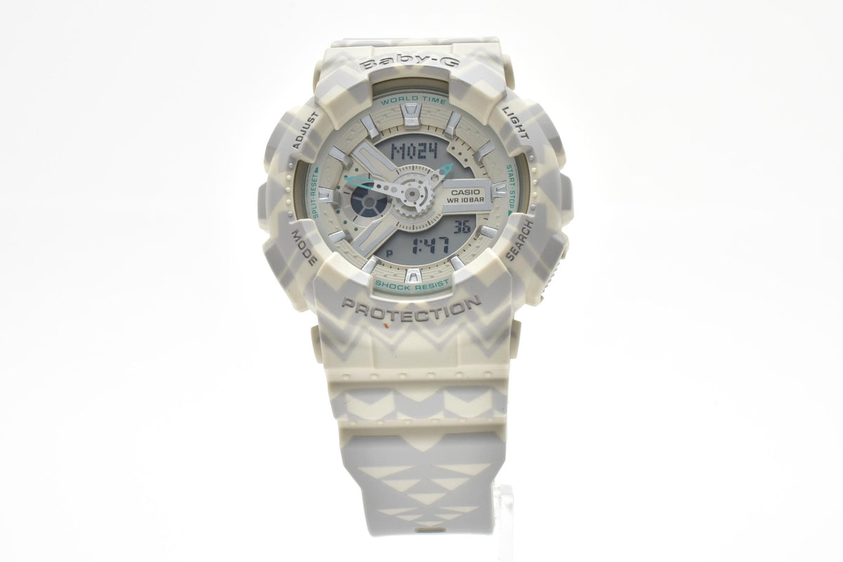 CASIO カシオ Baby-G ベビージー BA-110TP レディース クォーツ アナデジ 腕時計 ホワイト 白 樹脂ケース レジンベルト 42mm 2010年代