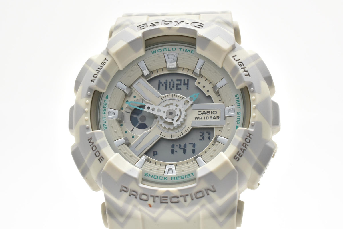 CASIO カシオ Baby-G ベビージー BA-110TP レディース クォーツ アナデジ 腕時計 ホワイト 白 樹脂ケース レジンベルト 42mm 2010年代