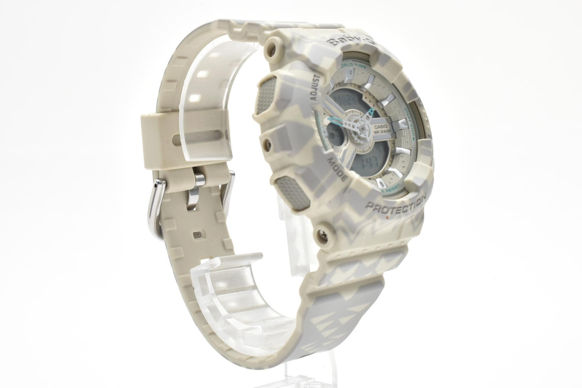 CASIO カシオ Baby-G ベビージー BA-110TP レディース クォーツ アナデジ 腕時計 ホワイト 白 樹脂ケース レジンベルト 42mm 2010年代