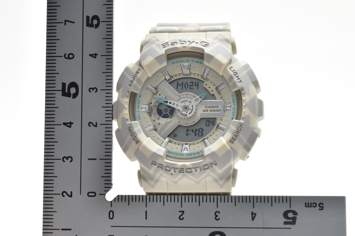 CASIO カシオ Baby-G ベビージー BA-110TP レディース クォーツ アナデジ 腕時計 ホワイト 白 樹脂ケース レジンベルト 42mm 2010年代