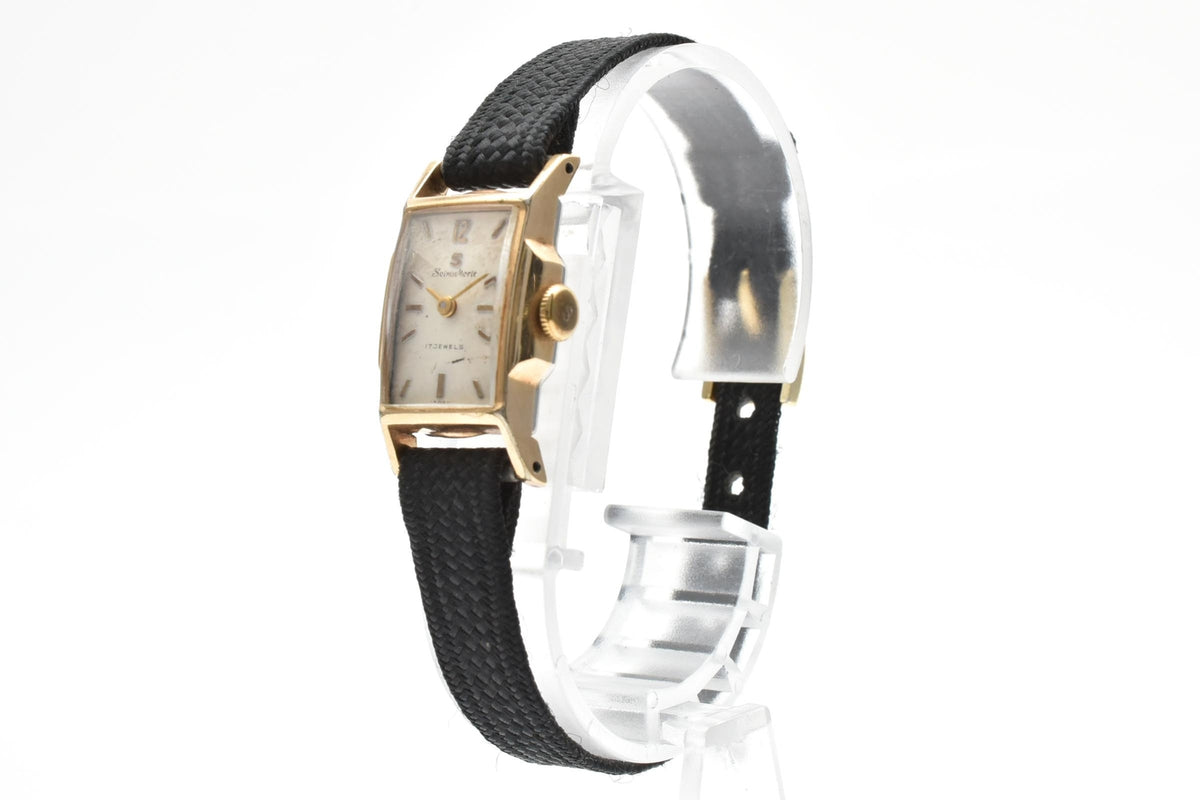 SEIKO セイコー Merit メリット 5188 レディース 手巻き 機械式 腕時計 ホワイト文字盤 レクタンギュラー ステンレス ブラック キャンバス 13mm 1960年代 ヴィンテージ
