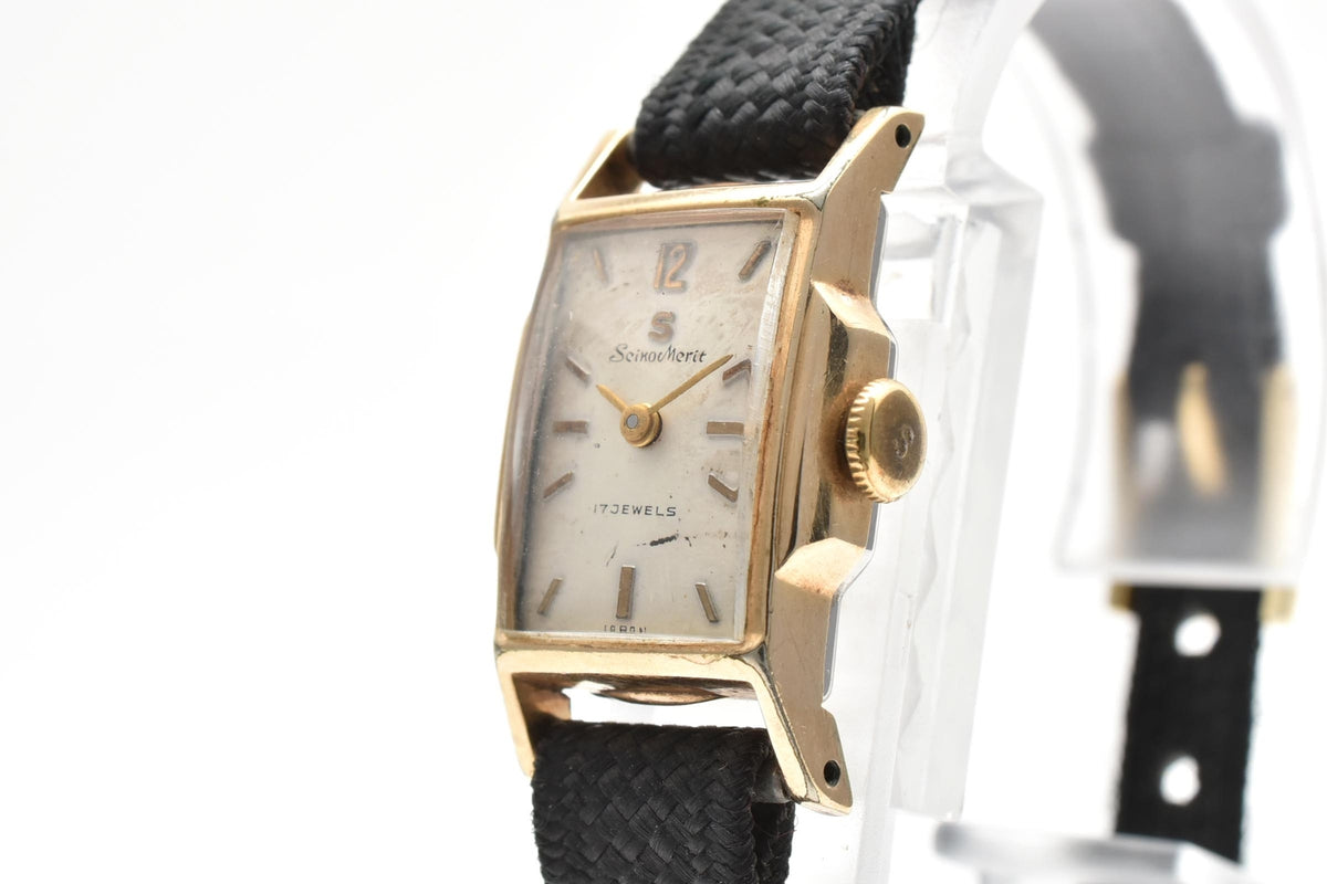 SEIKO セイコー Merit メリット 5188 レディース 手巻き 機械式 腕時計 ホワイト文字盤 レクタンギュラー ステンレス ブラック キャンバス 13mm 1960年代 ヴィンテージ