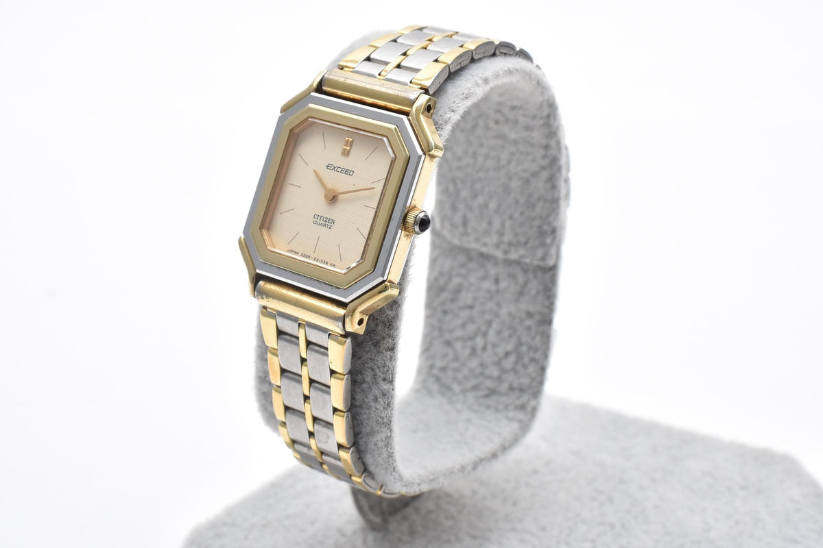 CITIZEN シチズン EXCEED エクシード 2200-221044 レディース クォーツ 腕時計 クリーム文字盤 ツートーン ステンレス ブレスレット 20mm 1980年代 ヴィンテージ