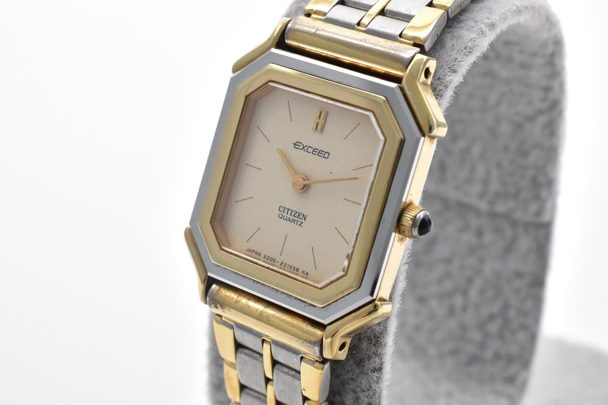 CITIZEN シチズン EXCEED エクシード 2200-221044 レディース クォーツ 腕時計 クリーム文字盤 ツートーン ステンレス ブレスレット 20mm 1980年代 ヴィンテージ