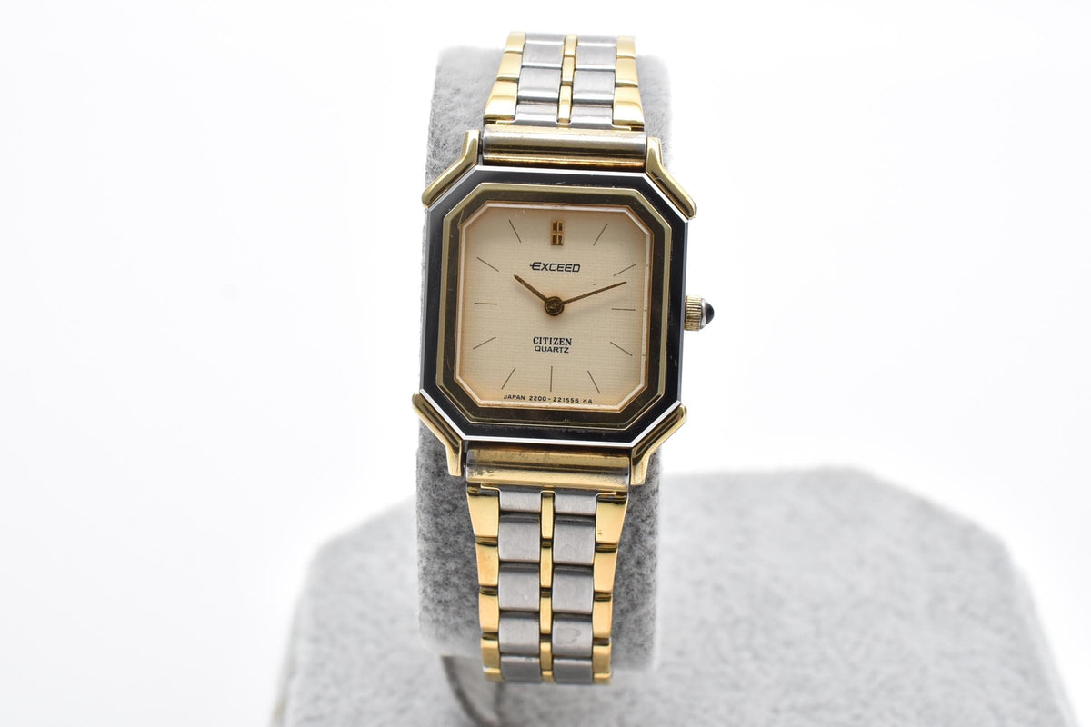 CITIZEN シチズン EXCEED エクシード 2200-221044 レディース クォーツ 腕時計 クリーム文字盤 ツートーン ステンレス ブレスレット 20mm 1980年代 ヴィンテージ