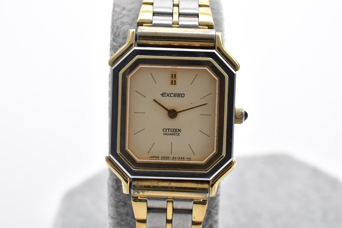 CITIZEN シチズン EXCEED エクシード 2200-221044 レディース クォーツ 腕時計 クリーム文字盤 ツートーン ステンレス ブレスレット 20mm 1980年代 ヴィンテージ