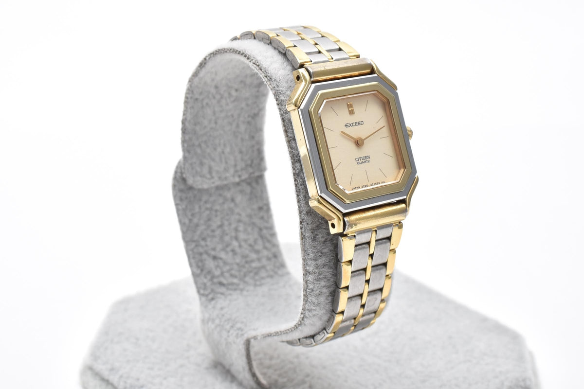 CITIZEN シチズン EXCEED エクシード 2200-221044 レディース クォーツ 腕時計 クリーム文字盤 ツートーン ステンレス ブレスレット 20mm 1980年代 ヴィンテージ