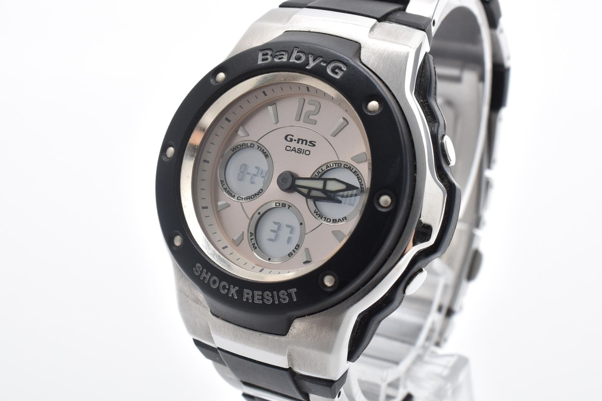 CASIO カシオ Baby-G ベビージー G-MS MSG-300C レディース クォーツ 腕時計 ゴールド文字盤 マルチダイヤル ステンレス ブラック 樹脂 ブレスレット 36mm 2000年代