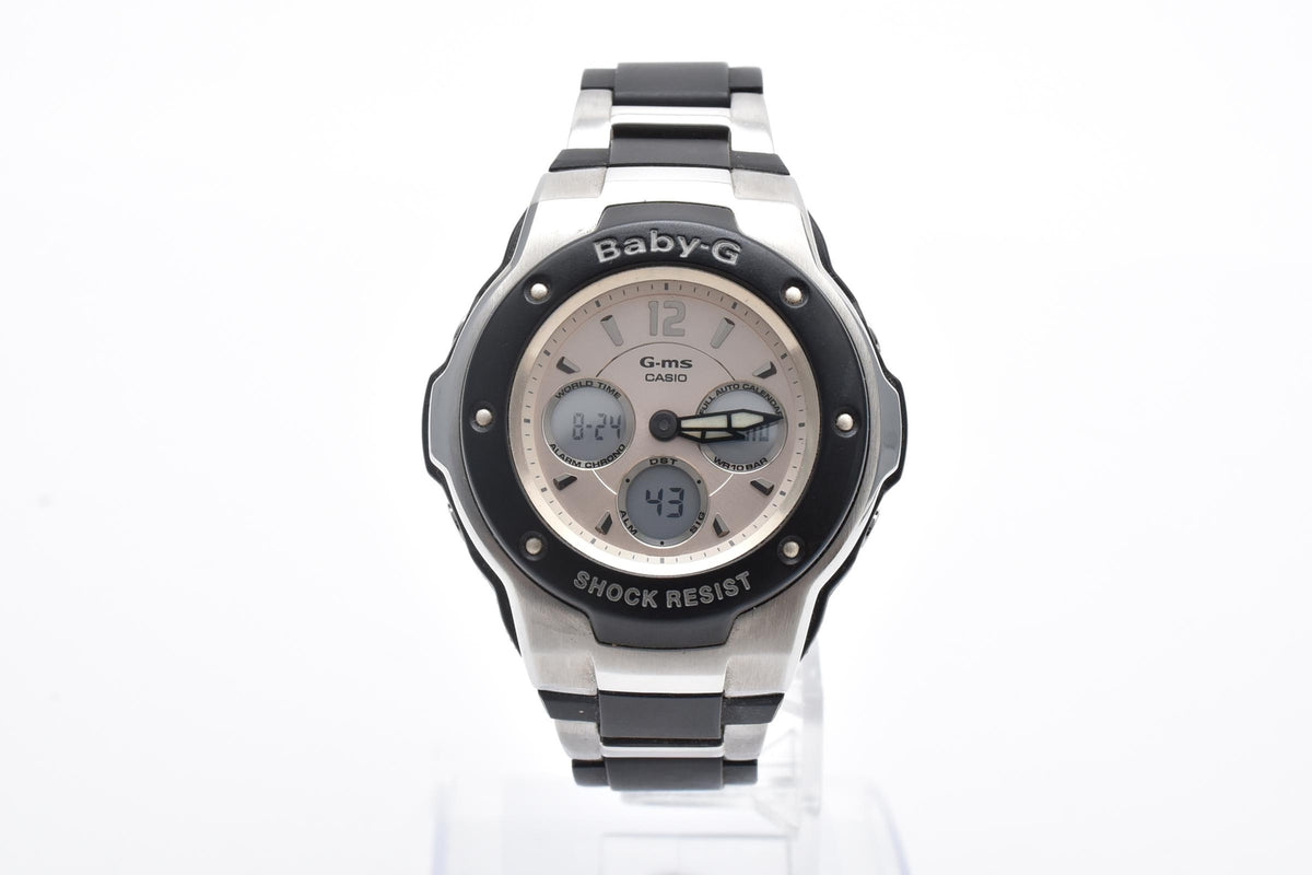 CASIO カシオ Baby-G ベビージー G-MS MSG-300C レディース クォーツ 腕時計 ゴールド文字盤 マルチダイヤル ステンレス ブラック 樹脂 ブレスレット 36mm 2000年代