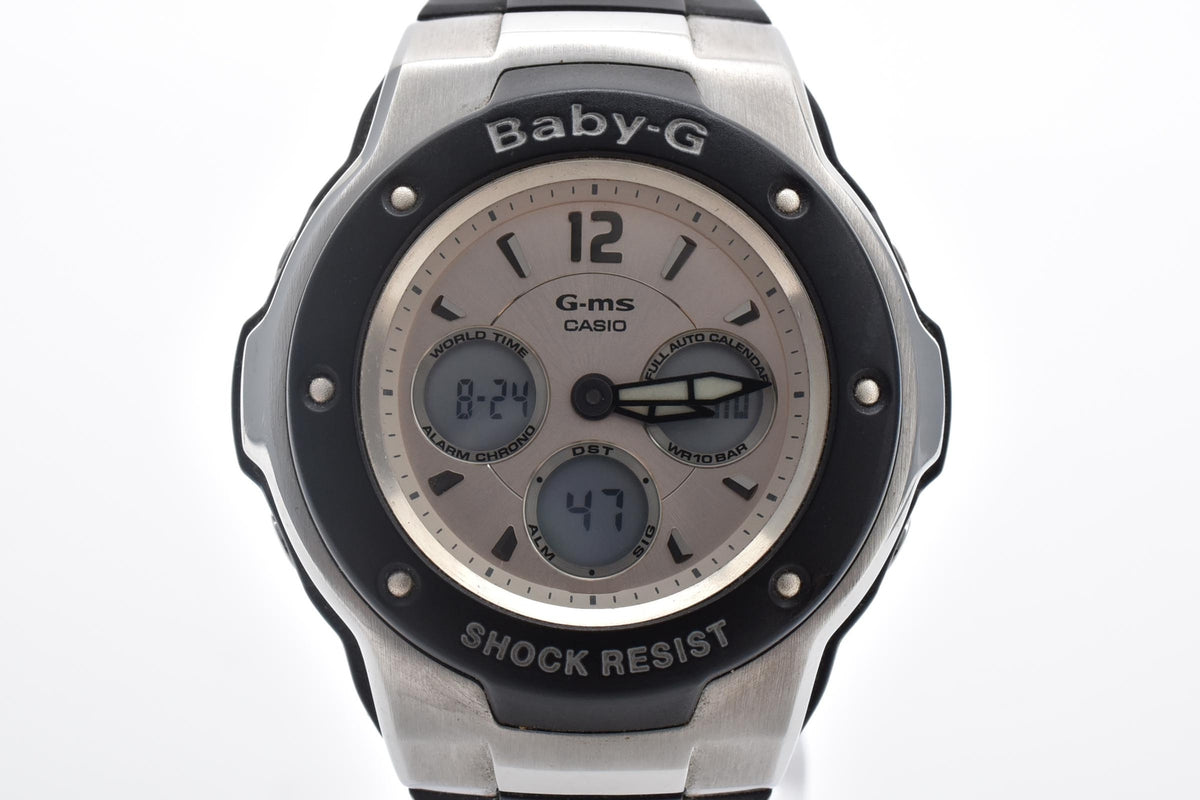CASIO カシオ Baby-G ベビージー G-MS MSG-300C レディース クォーツ 腕時計 ゴールド文字盤 マルチダイヤル ステンレス ブラック 樹脂 ブレスレット 36mm 2000年代