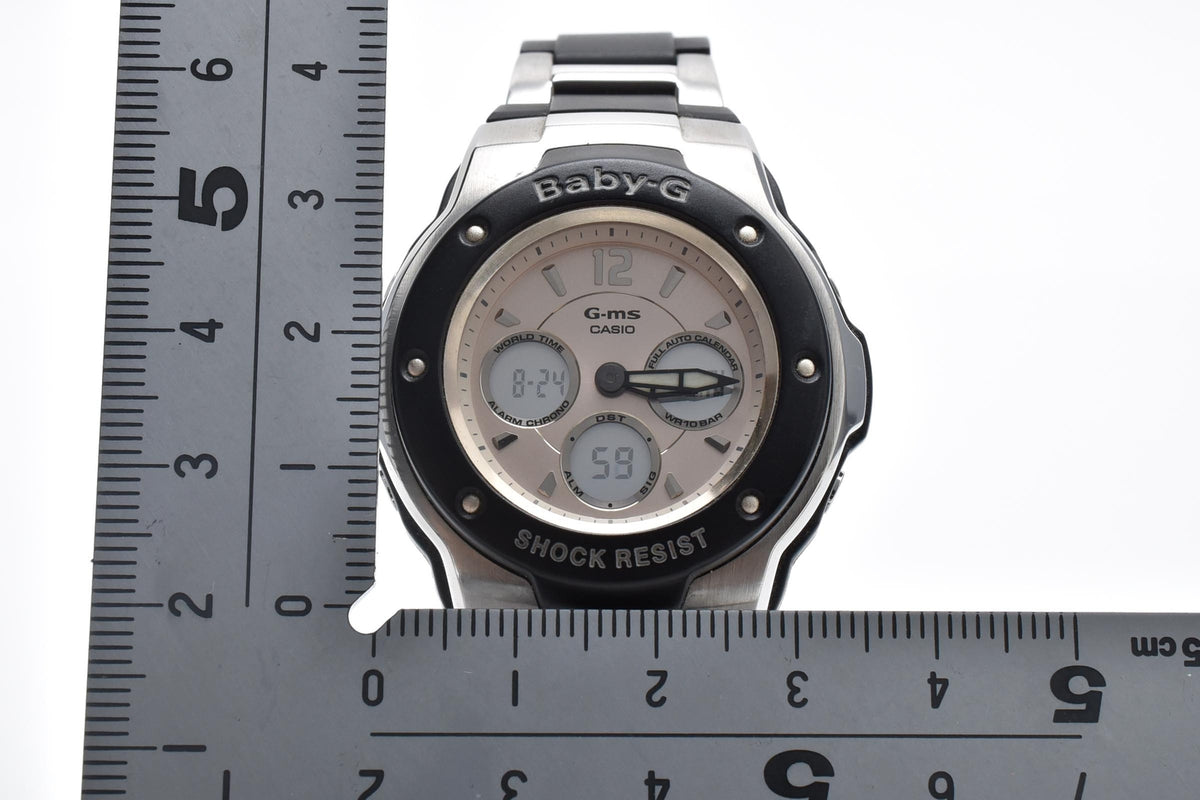 CASIO カシオ Baby-G ベビージー G-MS MSG-300C レディース クォーツ 腕時計 ゴールド文字盤 マルチダイヤル ステンレス ブラック 樹脂 ブレスレット 36mm 2000年代