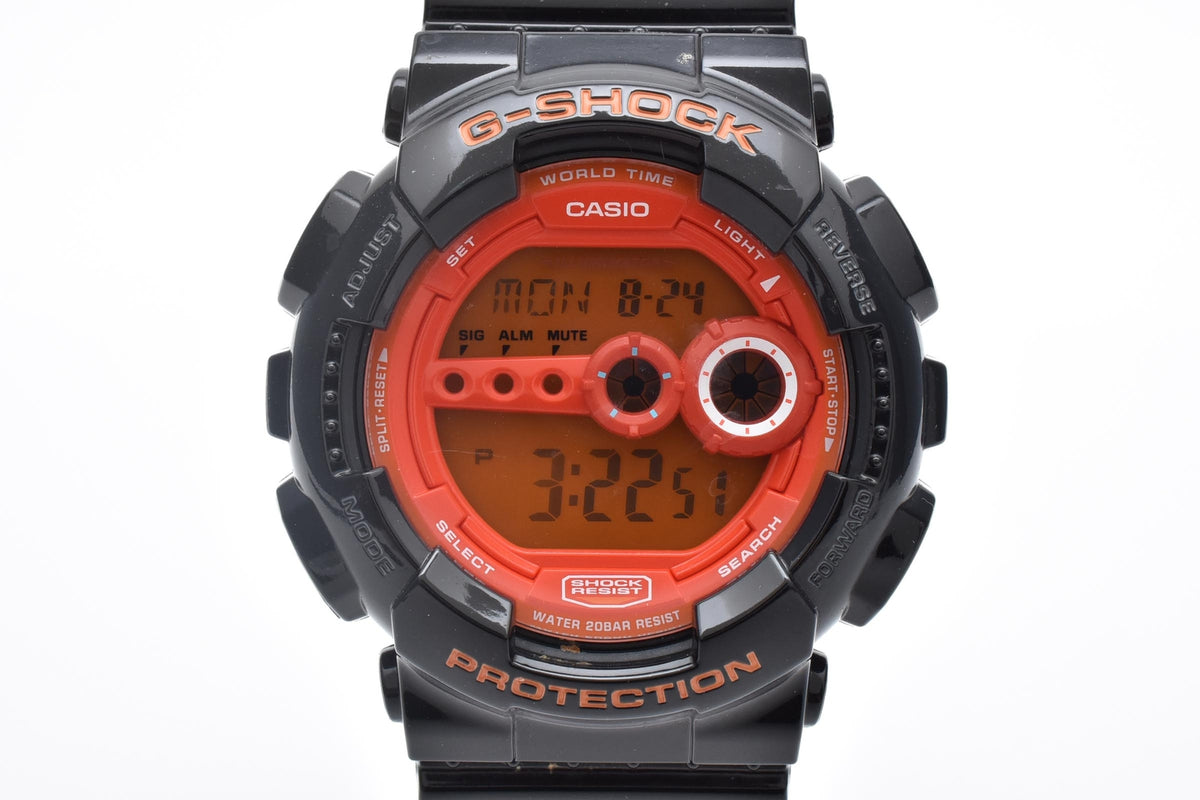 CASIO カシオ G-SHOCK ジーショック GD-100HC メンズ クォーツ デジタル 腕時計 オレンジ液晶 ブラック 樹脂ケース レジンベルト 50mm 2010年代