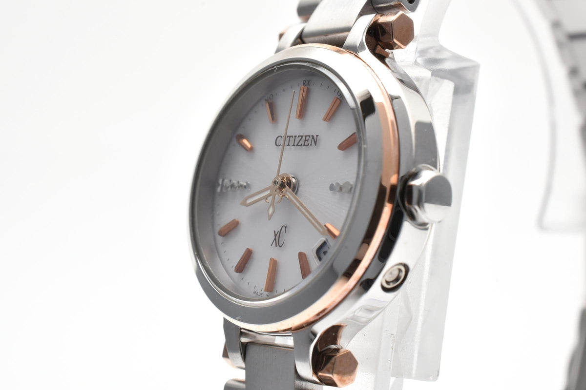 CITIZEN シチズン Eco-Drive エコドライブ H054-T017908 レディース ソーラー クォーツ 腕時計 ホワイト文字盤 ローズゴールドカラー ステンレス 23mm 2000年代 箱 書類付