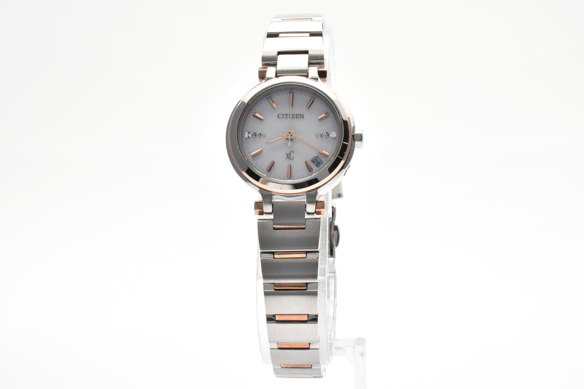 CITIZEN シチズン Eco-Drive エコドライブ H054-T017908 レディース ソーラー クォーツ 腕時計 ホワイト文字盤 ローズゴールドカラー ステンレス 23mm 2000年代 箱 書類付