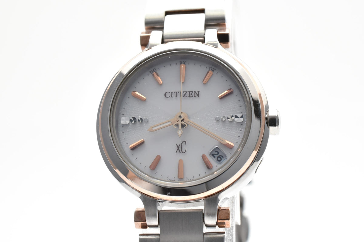 CITIZEN シチズン Eco-Drive エコドライブ H054-T017908 レディース ソーラー クォーツ 腕時計 ホワイト文字盤 ローズゴールドカラー ステンレス 23mm 2000年代 箱 書類付