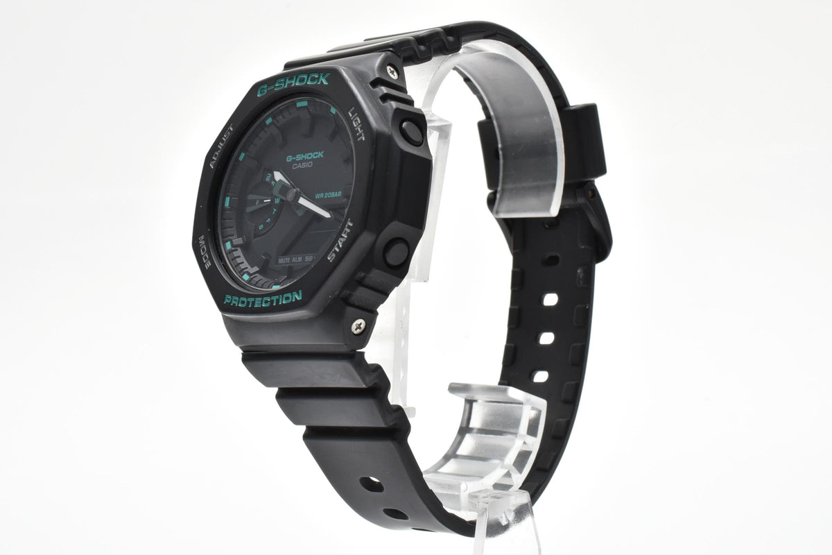 CASIO カシオ G-SHOCK ジーショック GMA-S2100GA メンズ クォーツ アナデジ 腕時計 ブラック ターコイズ 八角形 オクタゴン 樹脂ケース レジンベルト 43mm 2020年代