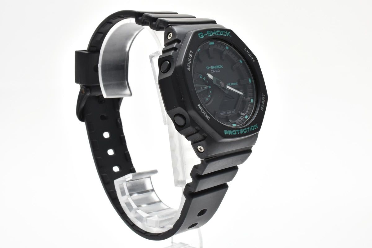 CASIO カシオ G-SHOCK ジーショック GMA-S2100GA メンズ クォーツ アナデジ 腕時計 ブラック ターコイズ 八角形 オクタゴン 樹脂ケース レジンベルト 43mm 2020年代