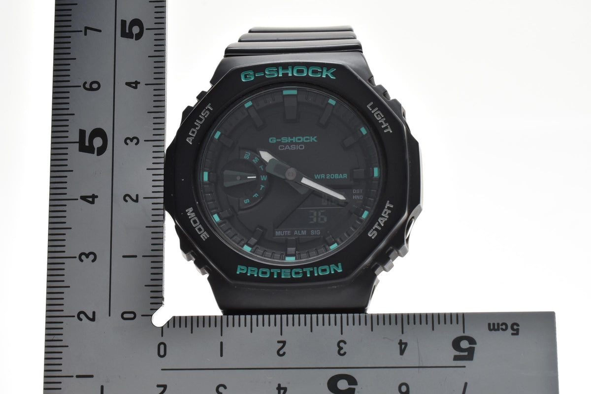CASIO カシオ G-SHOCK ジーショック GMA-S2100GA メンズ クォーツ アナデジ 腕時計 ブラック ターコイズ 八角形 オクタゴン 樹脂ケース レジンベルト 43mm 2020年代