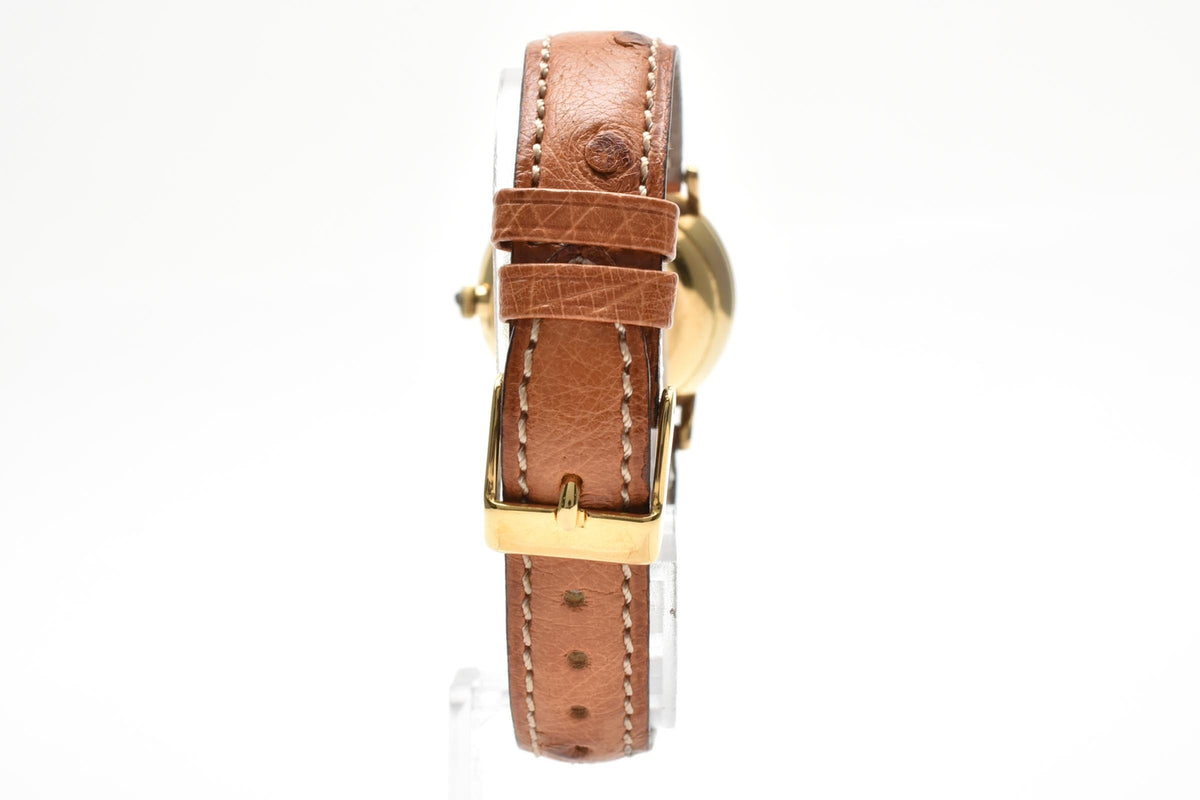 CITIZEN シチズン EXCEED エクシード 4-831641 メンズ クォーツ 腕時計 18K ゴールド 金無垢ケース ゴールド文字盤 ブラウン レザーストラップ 24.8mm 1980年代 ヴィンテージ