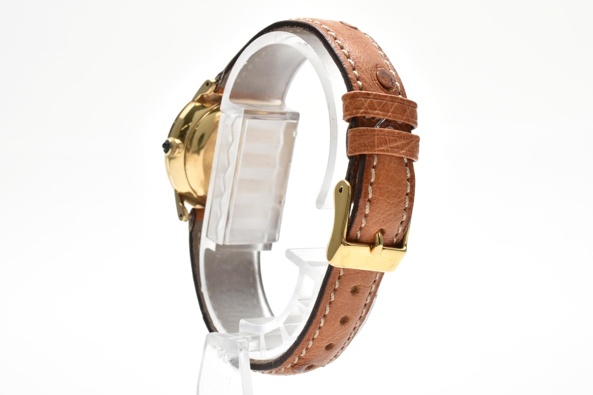 CITIZEN シチズン EXCEED エクシード 4-831641 メンズ クォーツ 腕時計 18K ゴールド 金無垢ケース ゴールド文字盤 ブラウン レザーストラップ 24.8mm 1980年代 ヴィンテージ
