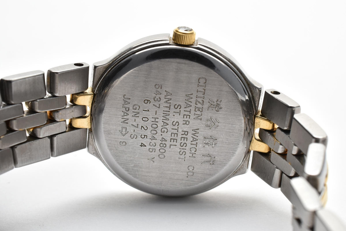 CITIZEN シチズン EXCEED エクシード 5437-H00435 レディース クォーツ 腕時計 天然ダイヤモンド 12P ホワイト文字盤 ゴールドプレート ステンレス 23.5mm 1990年代