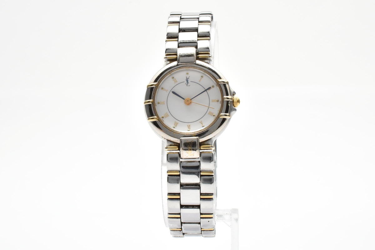Yves Saint Laurent イヴサンローラン Ronde Combinaison 4630-E63468Y レディース クォーツ 腕時計 ホワイト文字盤 ゴールドプレート ステンレス ブレスレット 22.7mm 1990年代