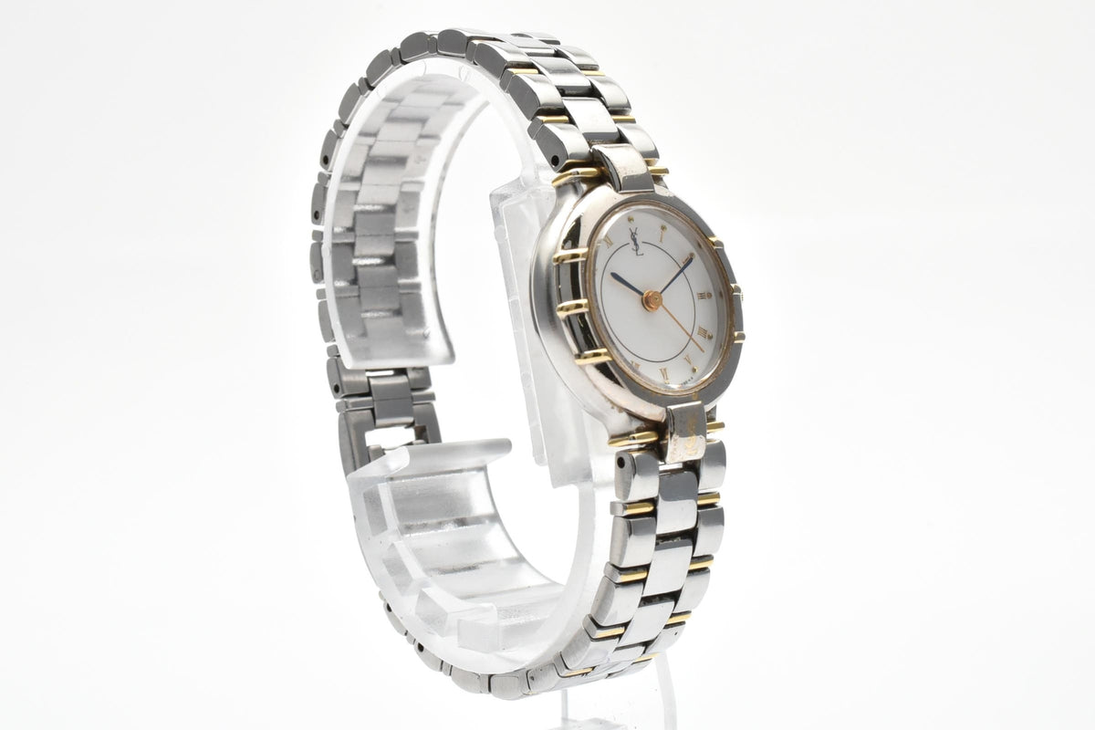 Yves Saint Laurent イヴサンローラン Ronde Combinaison 4630-E63468Y レディース クォーツ 腕時計 ホワイト文字盤 ゴールドプレート ステンレス ブレスレット 22.7mm 1990年代