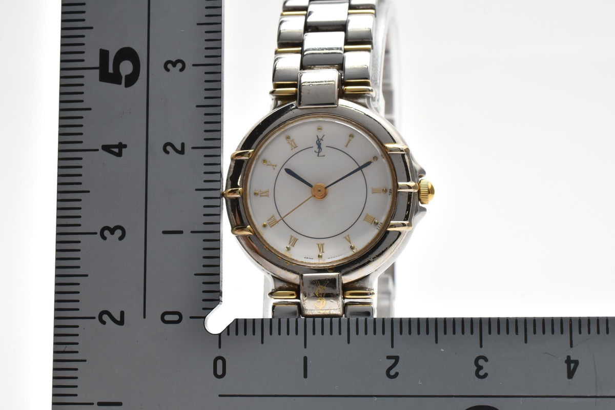 Yves Saint Laurent イヴサンローラン Ronde Combinaison 4630-E63468Y レディース クォーツ 腕時計 ホワイト文字盤 ゴールドプレート ステンレス ブレスレット 22.7mm 1990年代