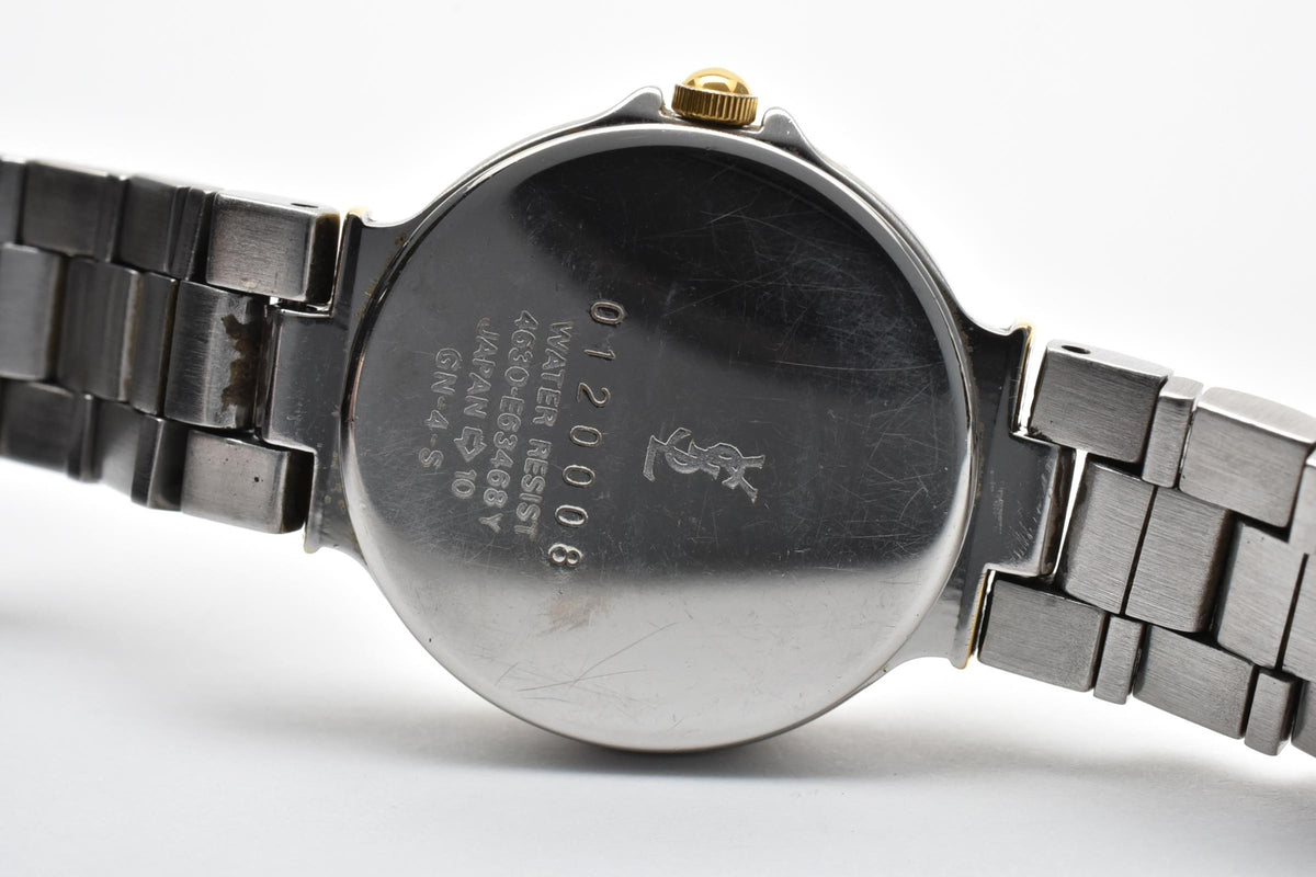 Yves Saint Laurent イヴサンローラン Ronde Combinaison 4630-E63468Y レディース クォーツ 腕時計 ホワイト文字盤 ゴールドプレート ステンレス ブレスレット 22.7mm 1990年代