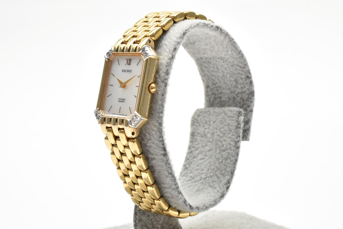 CITIZEN シチズン EXCEED エクシード 4422-E40824 レディース クォーツ 腕時計 天然ダイヤモンド ホワイト文字盤 2針 ゴールドプレート ステンレス 18.2mm 1990年代