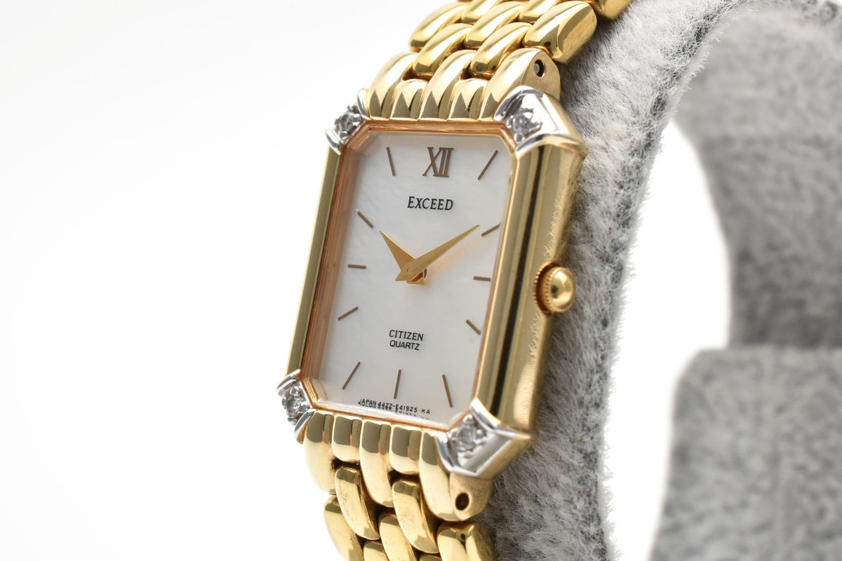 CITIZEN シチズン EXCEED エクシード 4422-E40824 レディース クォーツ 腕時計 天然ダイヤモンド ホワイト文字盤 2針 ゴールドプレート ステンレス 18.2mm 1990年代