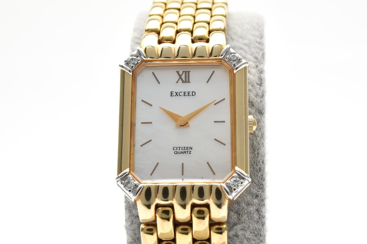 CITIZEN シチズン EXCEED エクシード 4422-E40824 レディース クォーツ 腕時計 天然ダイヤモンド ホワイト文字盤 2針 ゴールドプレート ステンレス 18.2mm 1990年代