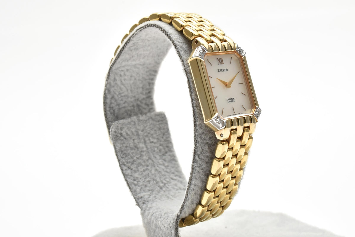 CITIZEN シチズン EXCEED エクシード 4422-E40824 レディース クォーツ 腕時計 天然ダイヤモンド ホワイト文字盤 2針 ゴールドプレート ステンレス 18.2mm 1990年代