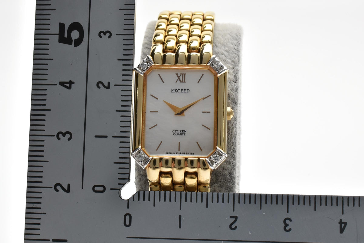 CITIZEN シチズン EXCEED エクシード 4422-E40824 レディース クォーツ 腕時計 天然ダイヤモンド ホワイト文字盤 2針 ゴールドプレート ステンレス 18.2mm 1990年代