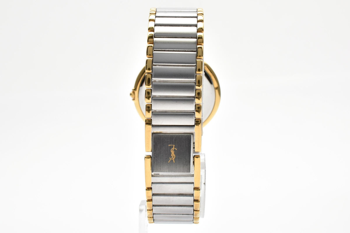 Yves Saint Laurent イヴサンローラン 4620-E62267Y 90s vintage ユニセックス クォーツ 腕時計 ブラック文字盤 2針 ゴールドプレート ステンレス レディース メンズ 90年代 ヴィンテージ