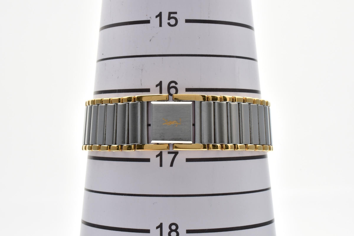 Yves Saint Laurent イヴサンローラン 4620-E62267Y 90s vintage ユニセックス クォーツ 腕時計 ブラック文字盤 2針 ゴールドプレート ステンレス レディース メンズ 90年代 ヴィンテージ