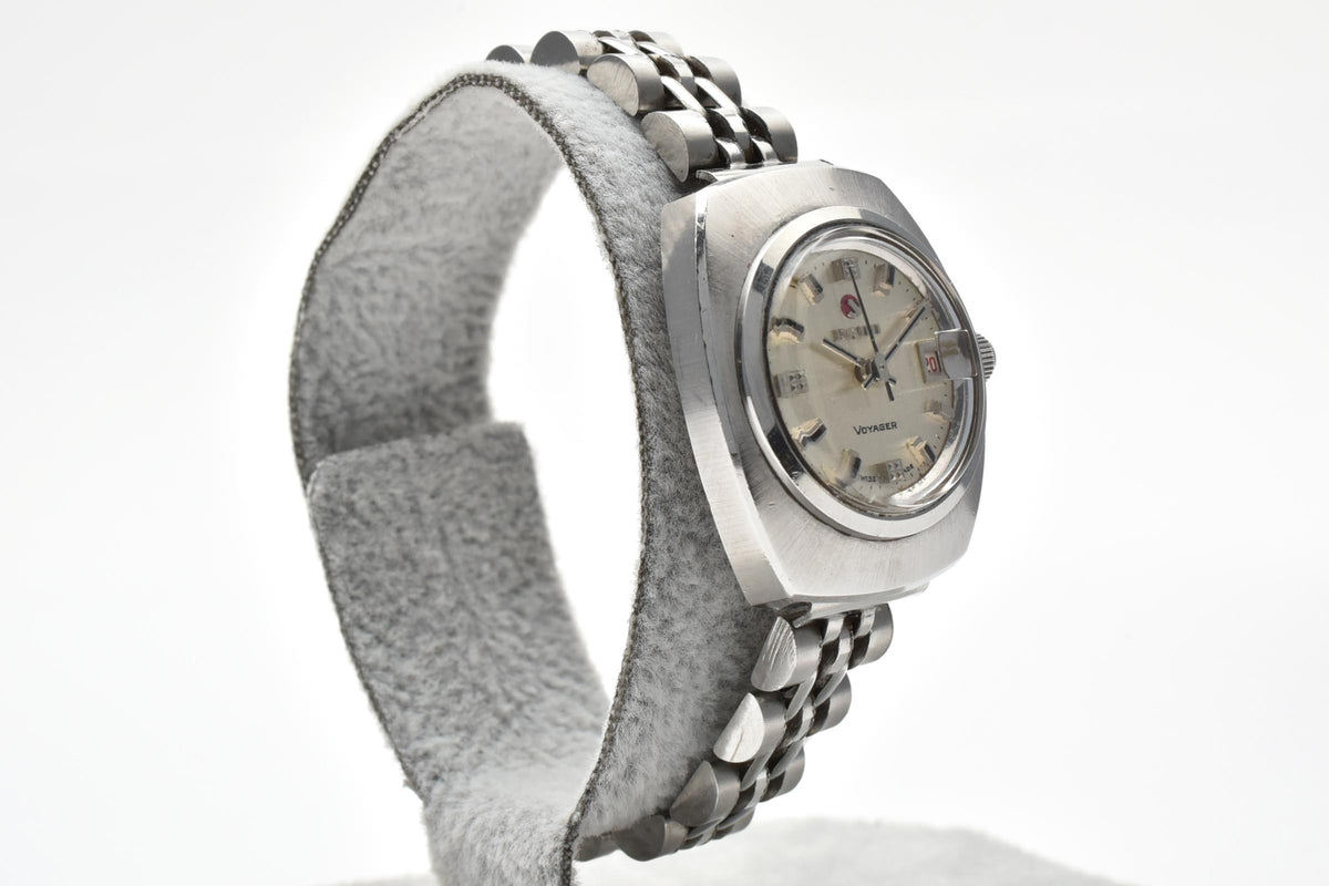 RADO ラドー Voyager ボイジャー レディース 自動巻き 腕時計 クリーム文字盤 デイト 3針 ステンレス ブレスレット 24mm 1970年代 ヴィンテージ