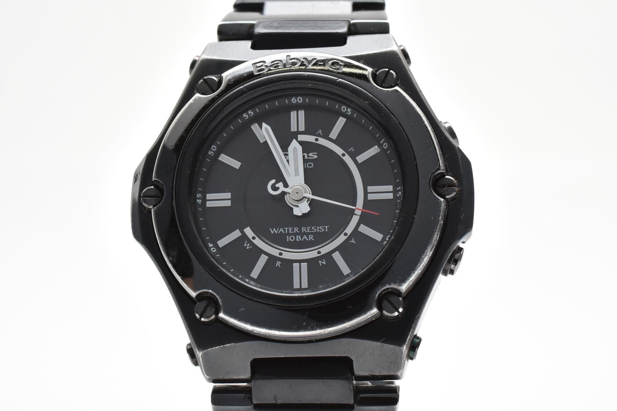 CASIO カシオ Baby-G ベビーG G-MS Octra MSG-1500 レディース ソーラー 電波 腕時計 ブラック文字盤 マルチダイヤル ステンレス ブレスレット 34.6mm 2000年代