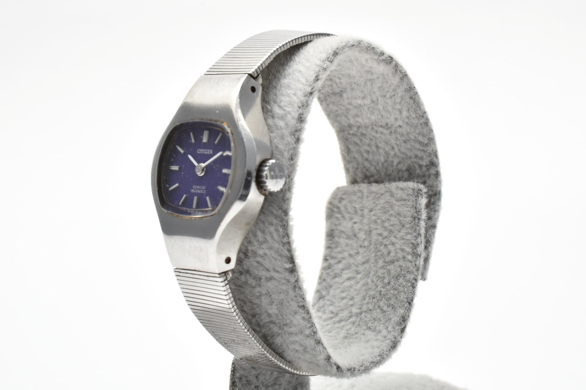 CITIZEN シチズン Special スペシャル 4-673395 レディース 手巻き 腕時計 パープル文字盤 2針 ステンレス ブレスレット 21mm 1970年代 ヴィンテージ