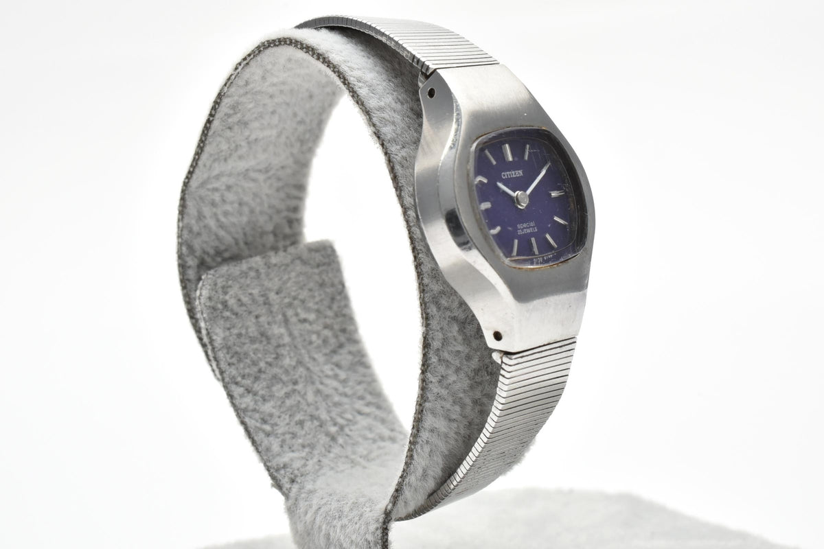CITIZEN シチズン Special スペシャル 4-673395 レディース 手巻き 腕時計 パープル文字盤 2針 ステンレス ブレスレット 21mm 1970年代 ヴィンテージ