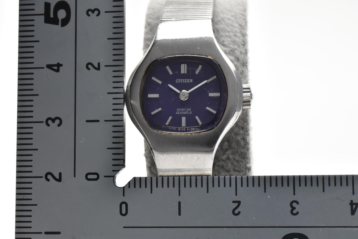 CITIZEN シチズン Special スペシャル 4-673395 レディース 手巻き 腕時計 パープル文字盤 2針 ステンレス ブレスレット 21mm 1970年代 ヴィンテージ