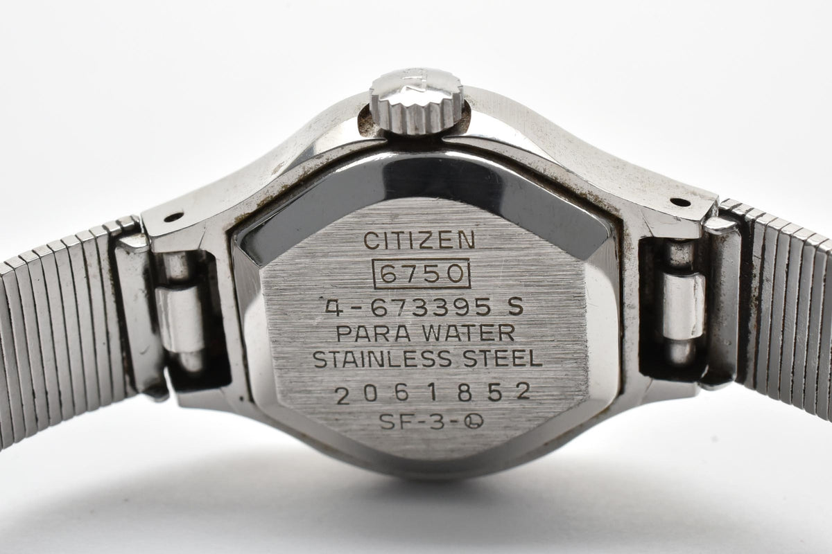 CITIZEN シチズン Special スペシャル 4-673395 レディース 手巻き 腕時計 パープル文字盤 2針 ステンレス ブレスレット 21mm 1970年代 ヴィンテージ