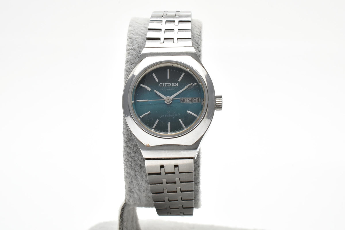 CITIZEN シチズン Cosmostar V2 コスモスター 4-700082Y レディース 自動巻き 腕時計 エメラルドグリーン文字盤 ステンレス ブレスレット 23mm 1970年代 ヴィンテージ